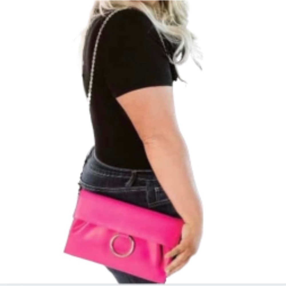 NWT Glitzy Girlz Hot pink Clutch/Crossbody Purse